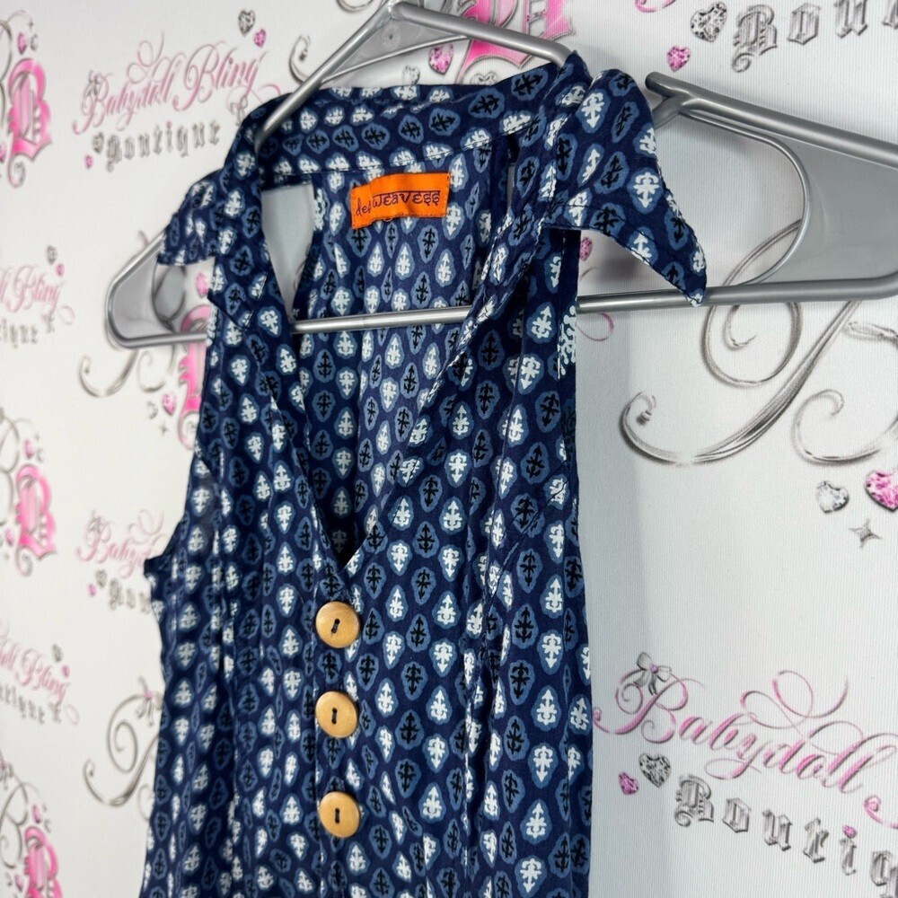 Desi weavess one piece jumper pants suit Blue Sleeveless Button-Down collared - Picture 5 of 16